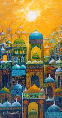 Javed Qamar, 12 x 24 inch, Acrylic on Canvas, Cityscape Painting, AC-JQ-267